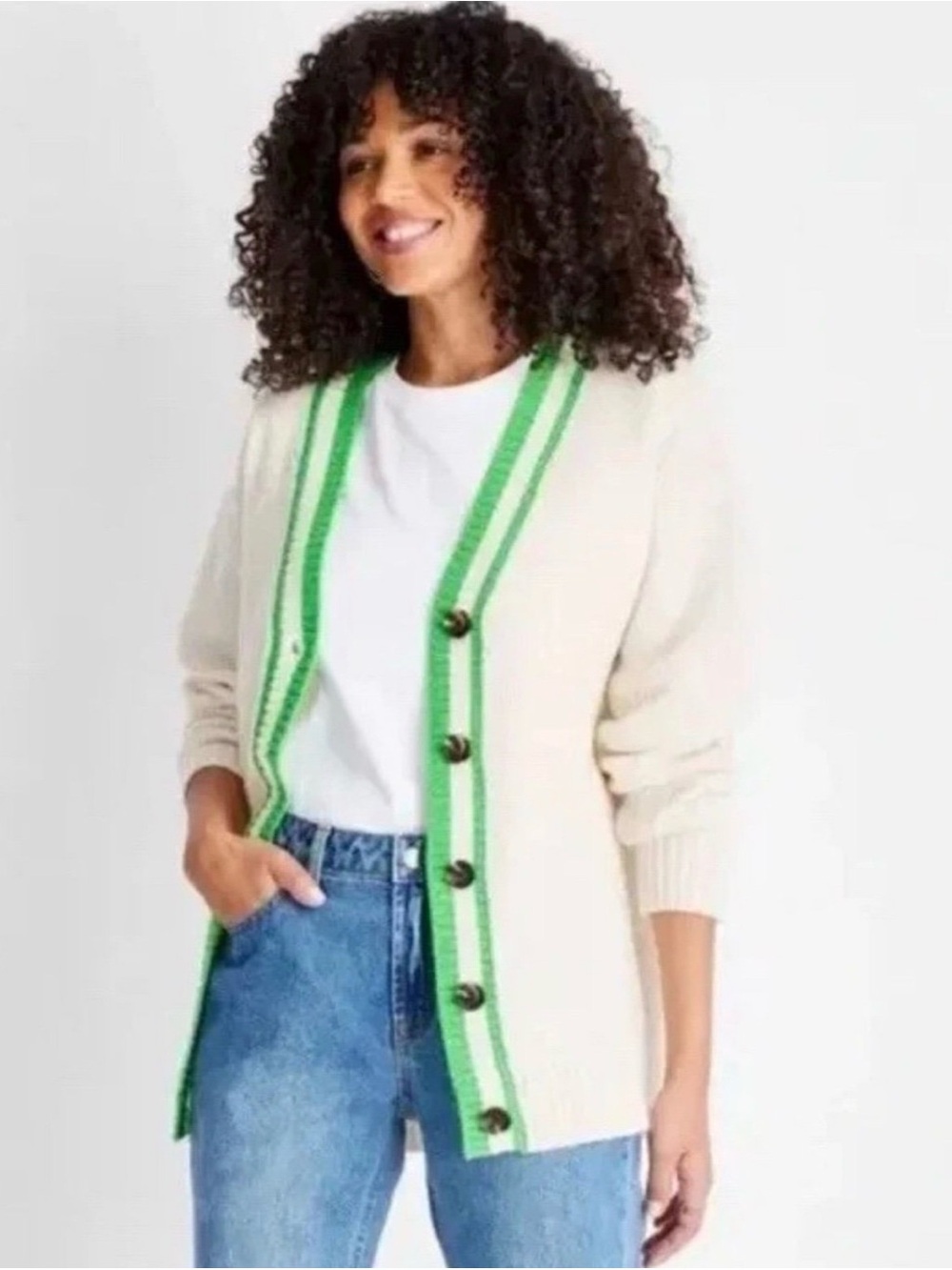 Future Collective Kahlana Barfield Ivory Women’s XXS Cardigan Sweater
